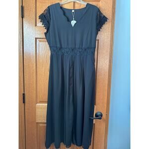 Black Dress Scalloped Neck Large